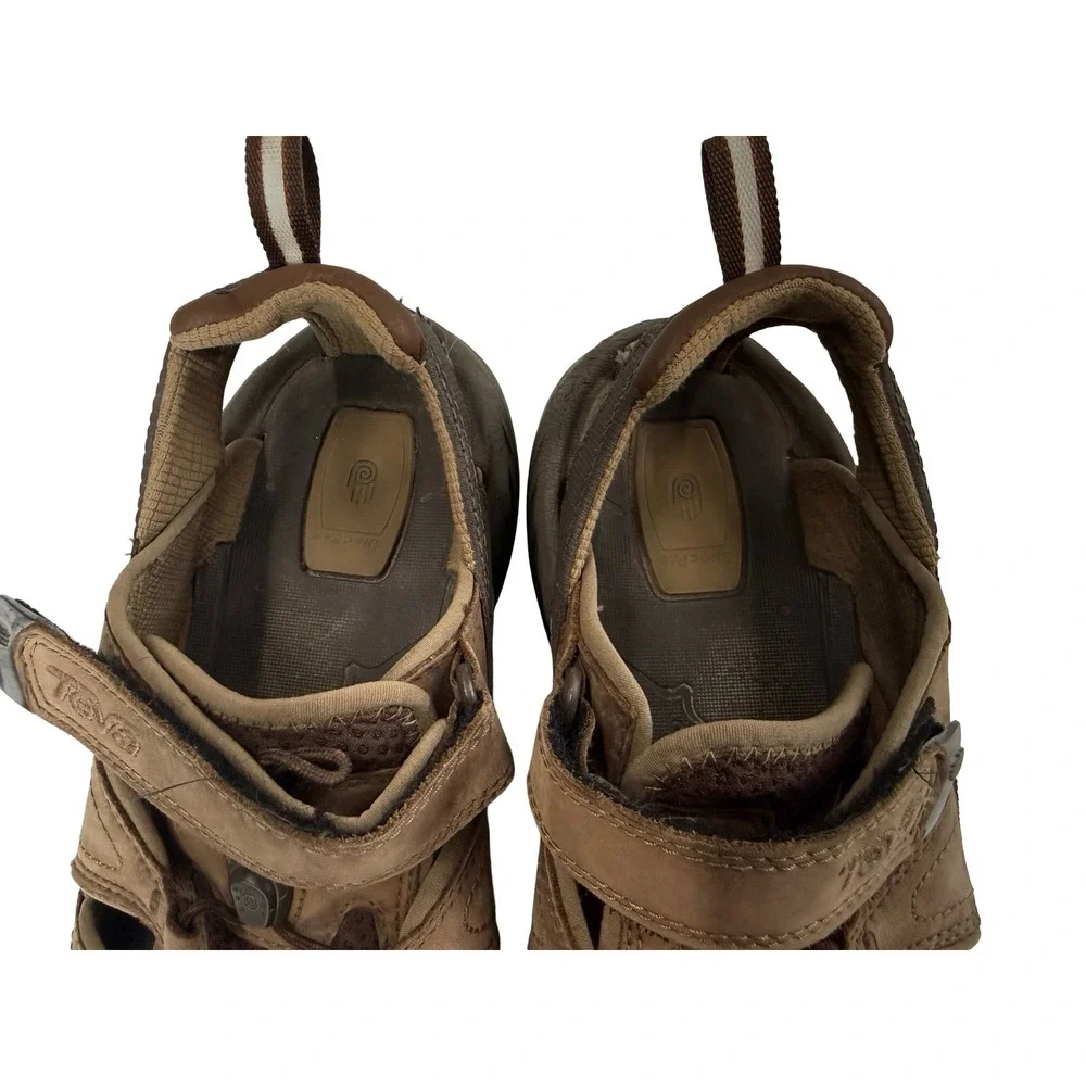 Teva Leather Forebay Sport Sandals Brown Adjustable‎ Outdoor Hiking Men's 10